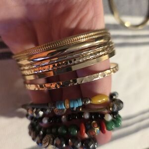 Gold and Multicolor Beaded Bracelet Set
